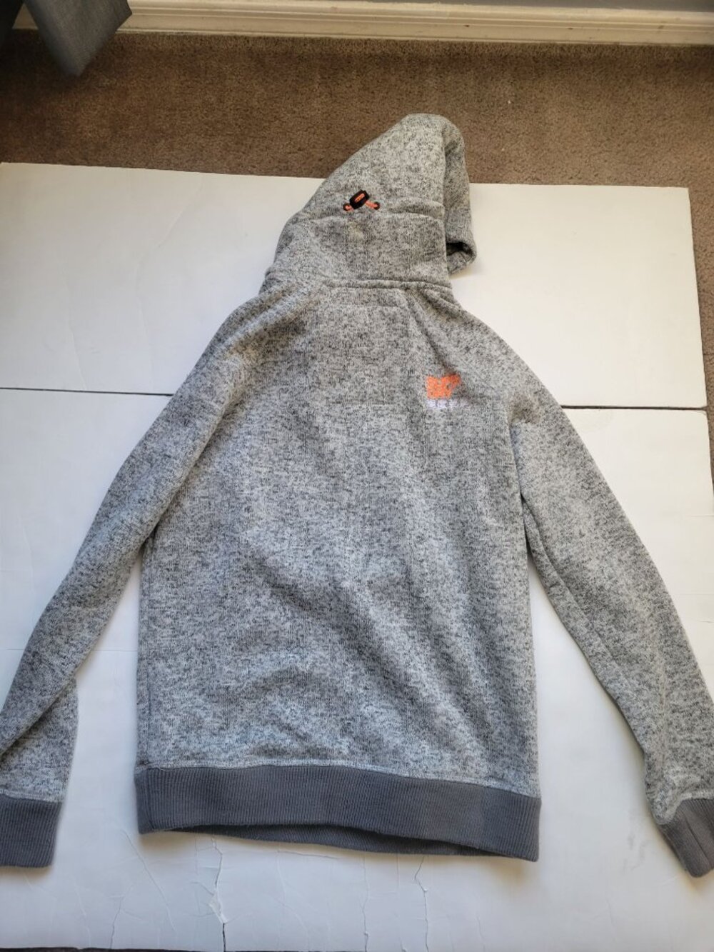 Mens - Gym Tech Funnel Neck Pocket Hoodie in Grey Grit Superdry UK Size M Casual - Picture 9 of 10